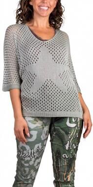 NEW GIGI MODA star knit mesh sweater in olive